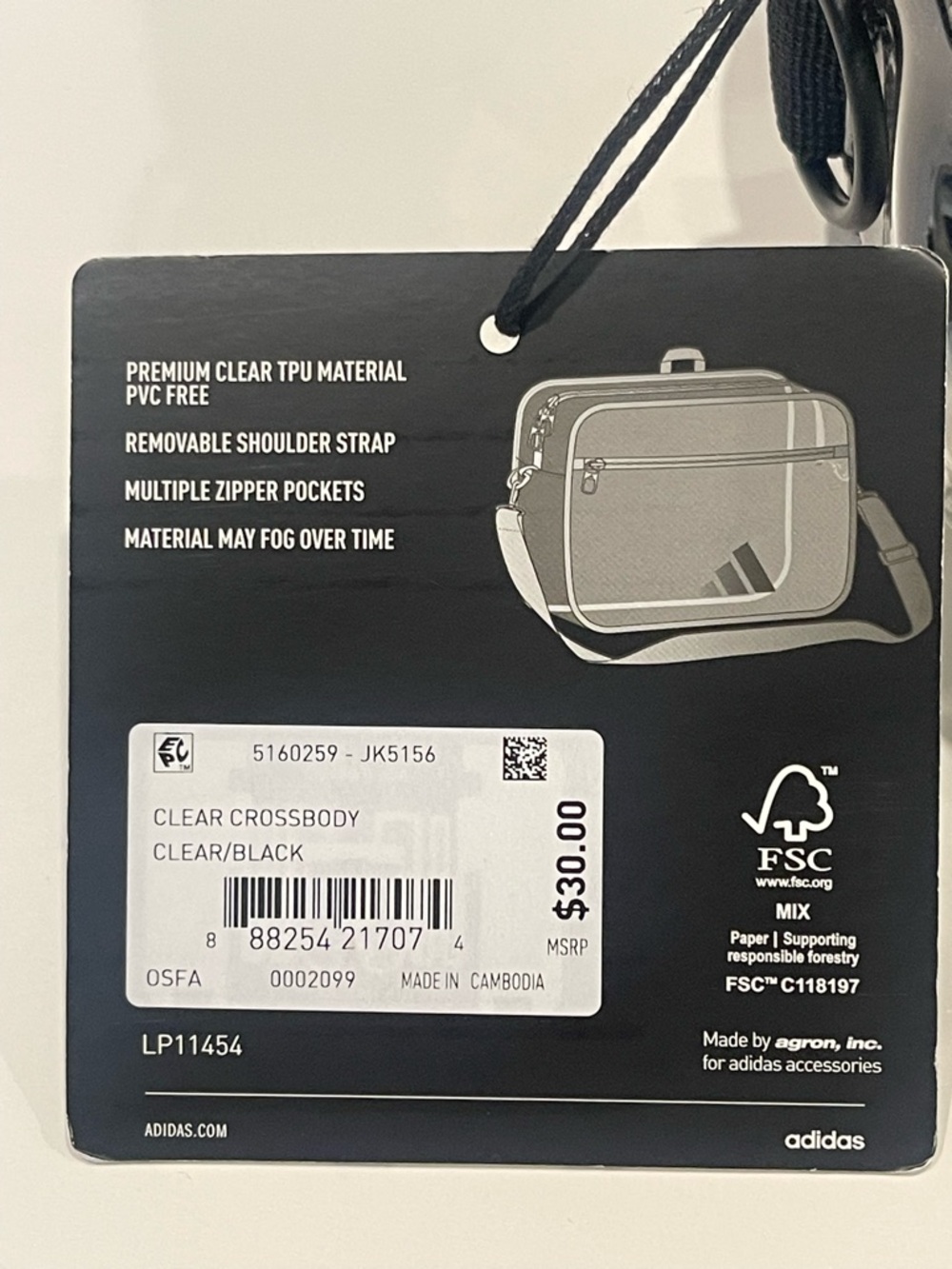 Adidas Clear / Black Crossbody Stadium Bag - Picture 5 of 5